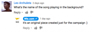 Wix.com Commercial Song Response