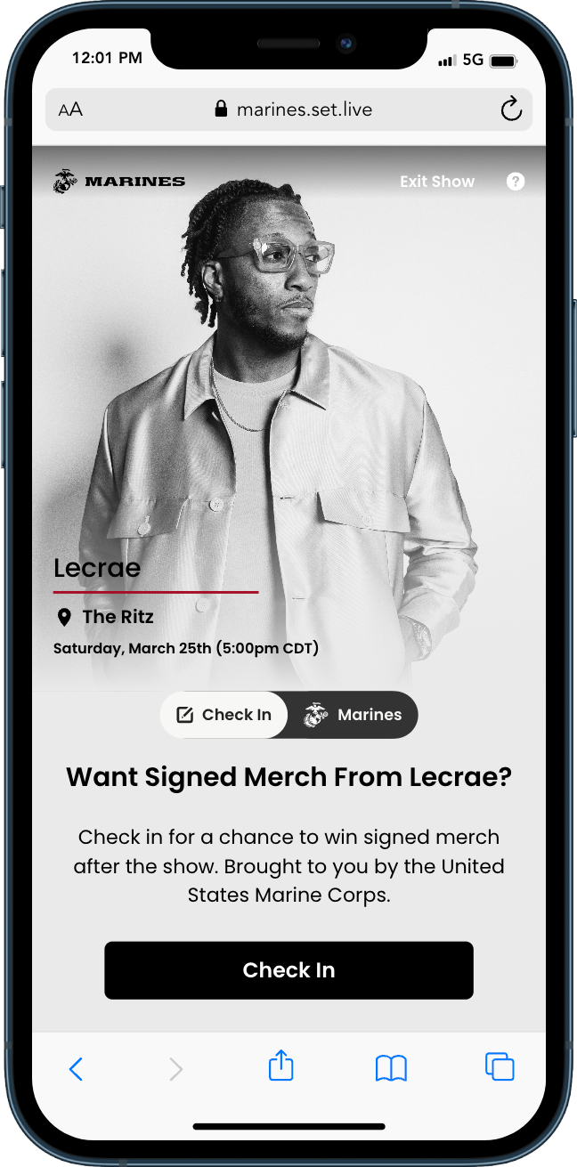 2023-650_US Marines_SET.Live_Lecrae_1a.Check In Page